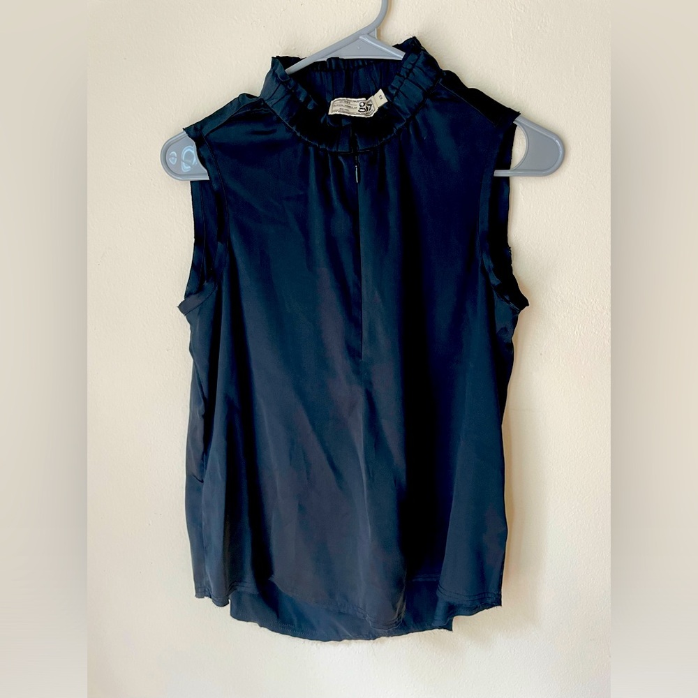 Go silk tank top with frayed edges. Size XS